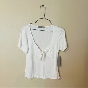 NWT White Tie Front Knit Top